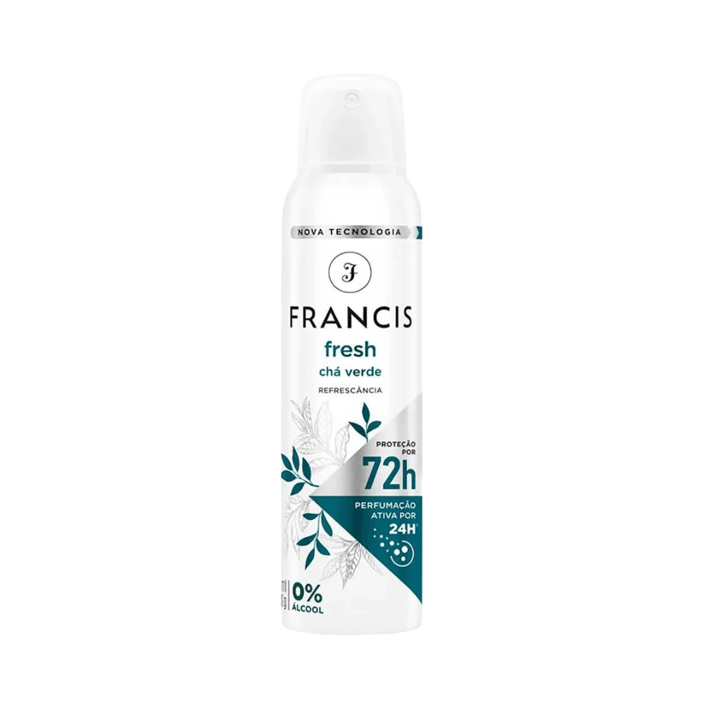 Desodorante Aerosol Francis Fresh Chá Verde Feminino 72h 150ml