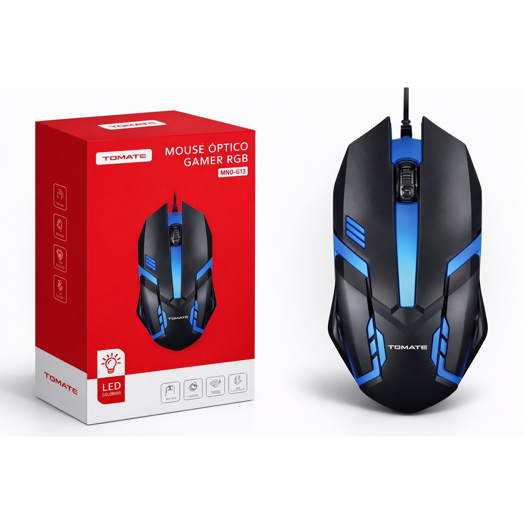 Mouse Gamer RGB Tomate MMO-G03 Óptico USB LED