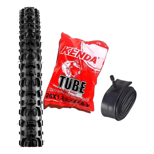 Kit Kenda 01 Pneu E 01 Camara Aro 26x1.95 Bicicleta Aro 26 Mtb Cravos Terra