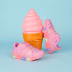 Tênis Infantil Menina Kidy Flex Light Rosa Luz Pisca Pisca Led Colorido Calce Fácil Casual Leve