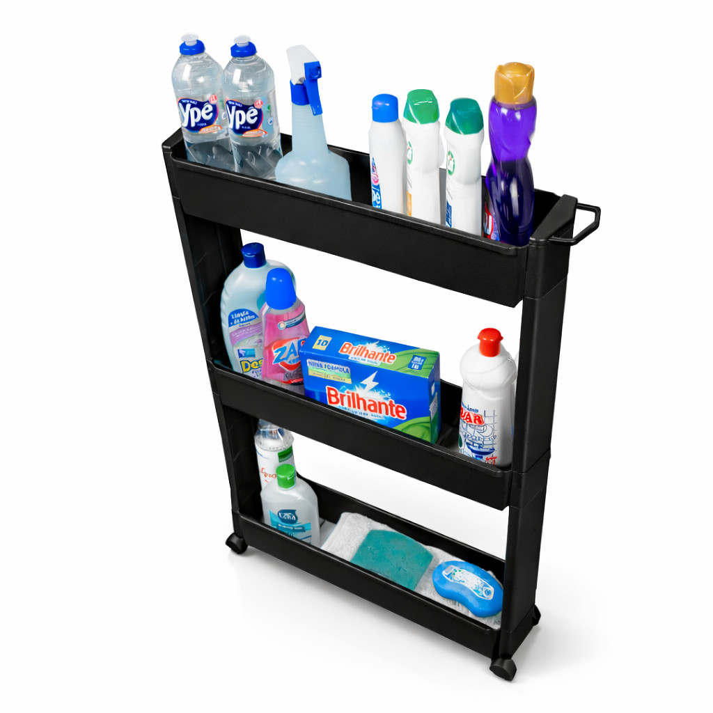 Armário Carrinho Organizador Multiuso com Rodinhas Banheiro Lavanderia Cozinha Quarto