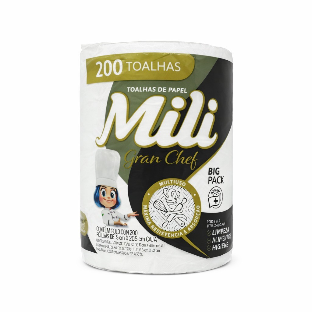 Papel Toalha Branco 19x20,5 com 200 Folhas Gran Chef  Mili em Oferta na Shopee