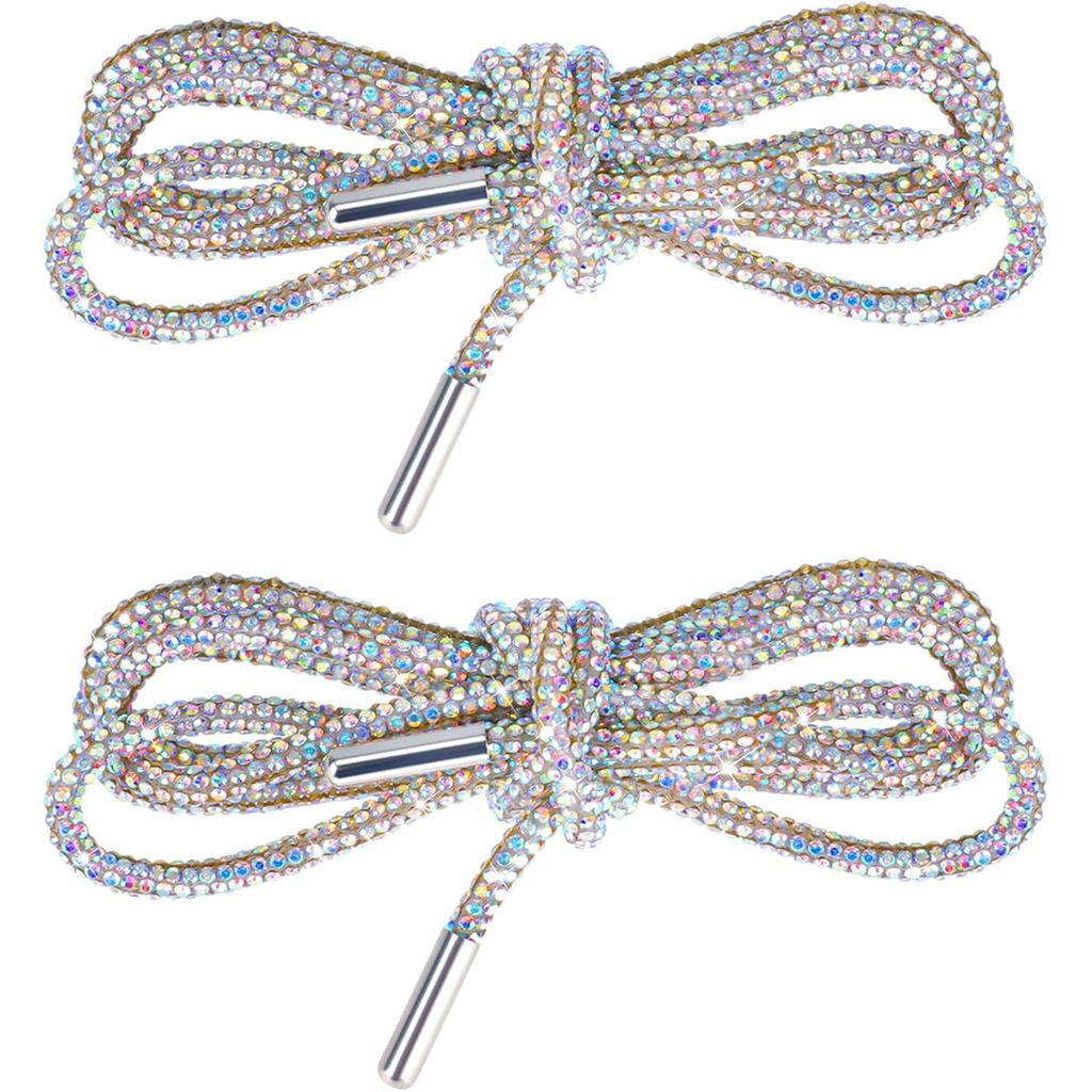 Bewudy 1 par de cadarços de corda com strass e glitter, cadarços brilhantes para sapatos, cordões de strass para calças 