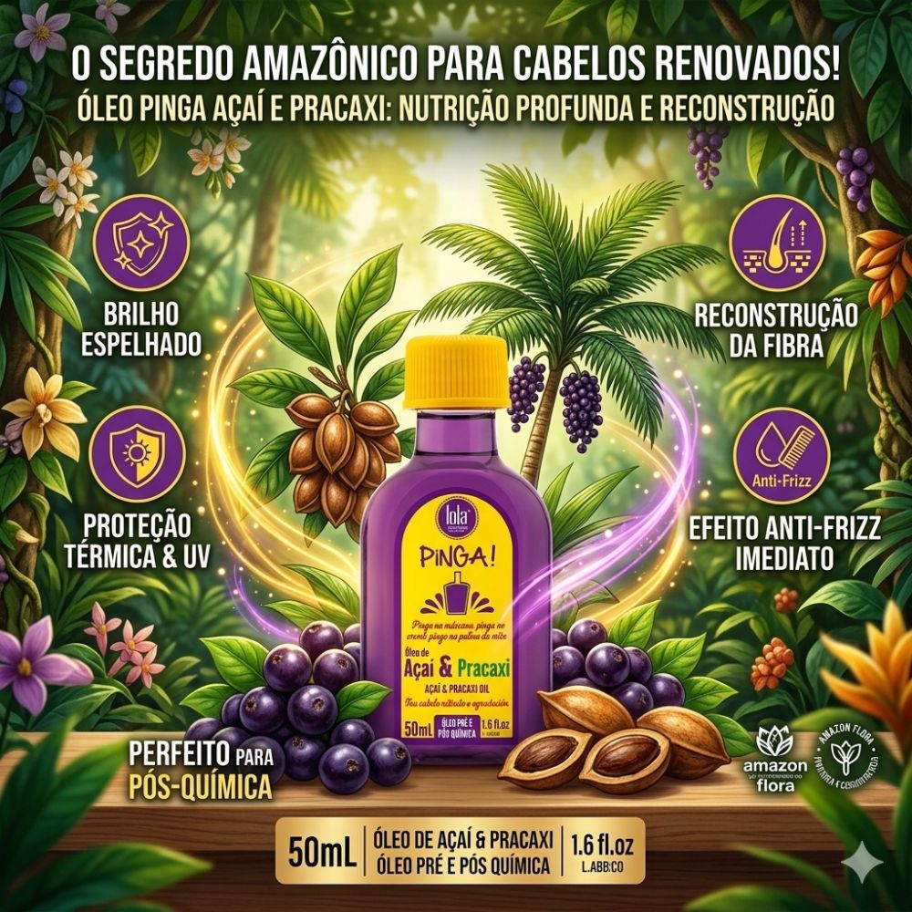 ÓLEO PINGA AÇAÍ E PRACAXI 50mL – Controle do Volume Indesejado em Oferta na Shopee