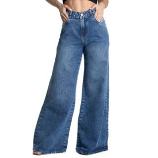 Calça Jeans Sawary Super Wide Leg - 281799 em Oferta na Shopee