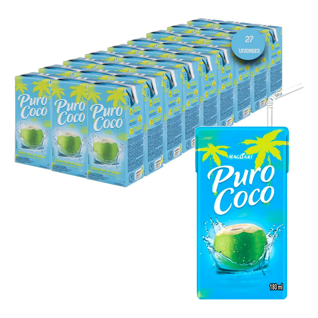 Água De Coco Maguary Puro Coco 180ml Caixa 27 Unidades