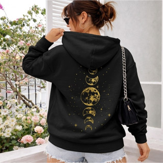 Blusa de Frio Canguru Com Bolso e Cordão Impressão De Lua Estrelas Galáxia Estiloso em Oferta na Shopee