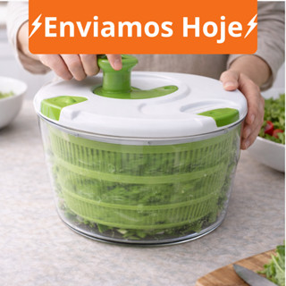 Centrífuga De Salada Secador Manual - Nosso Lar Secador De Verduras Pratico 5L em Oferta na Shopee