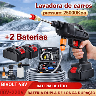 Lavadora de Alta Pressão - Kit Completo com Maleta e 2 Bateria Recarregável para Carros e…