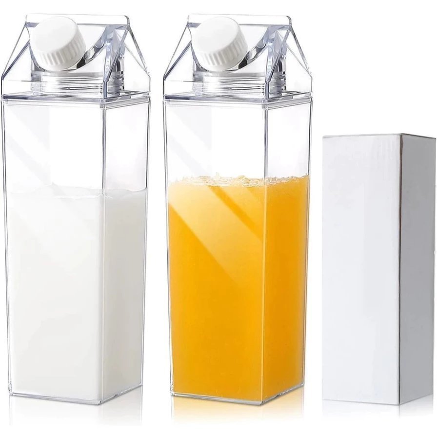 Garrafa Plastico Acrilico 1 Litro Multiuso Tipo Leite Transparente Resistente Hermetica