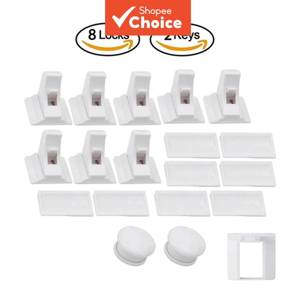 O 8 Pcs 2 Chaves Fechadura De Segurança Para Bebês Invisível Trava De Gaveta Infantil Porta Do Armário Magnético Bloquei