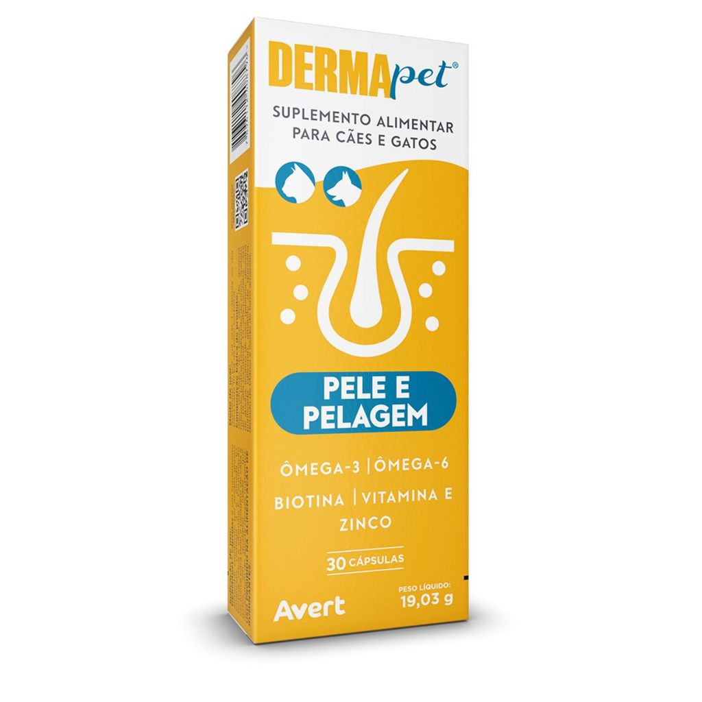 Dermapet Suplemento para Pets Cães e Gatos Avert 30 cápsulas