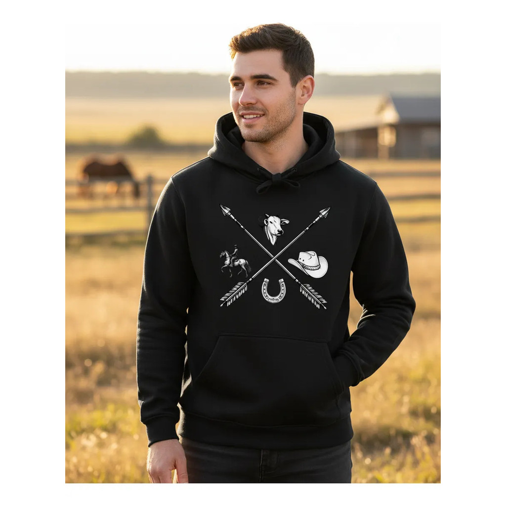 Blusa De Frio Moletom Canguru  Country Raiz Agro Flanelado Confortável Lançamento 2026 Inverno