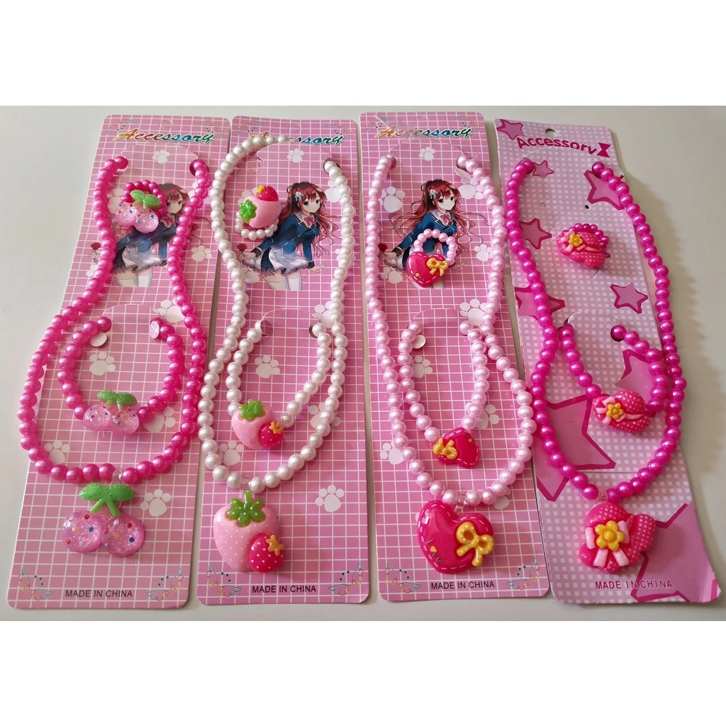 Kit 3/6/12 Cartelas DE COLAR CUNJUNTO CADA CARTEIRAS TEM Colar Pulseira Anel Com Pingente MODA Infantil