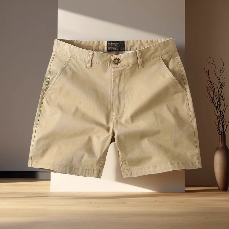 2025 novo estilo americano Retro resistente ao desgaste resistente à sujeira calças de três pontos masculino verão traba