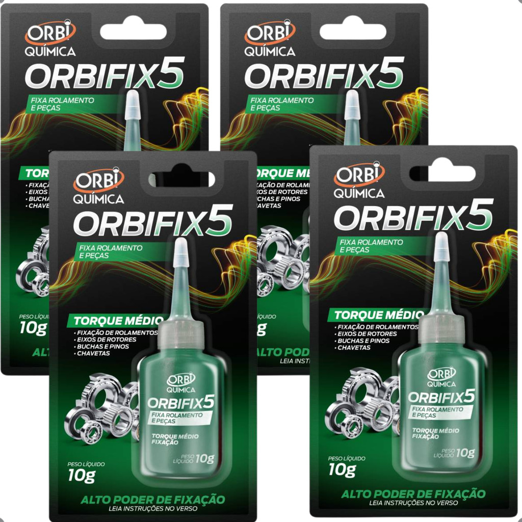 Kit 4 Fixa Rolamento Buchas Eixos Orbifix 5 Torque Médio 10g Orbi Química Adesivo Anaeróbico