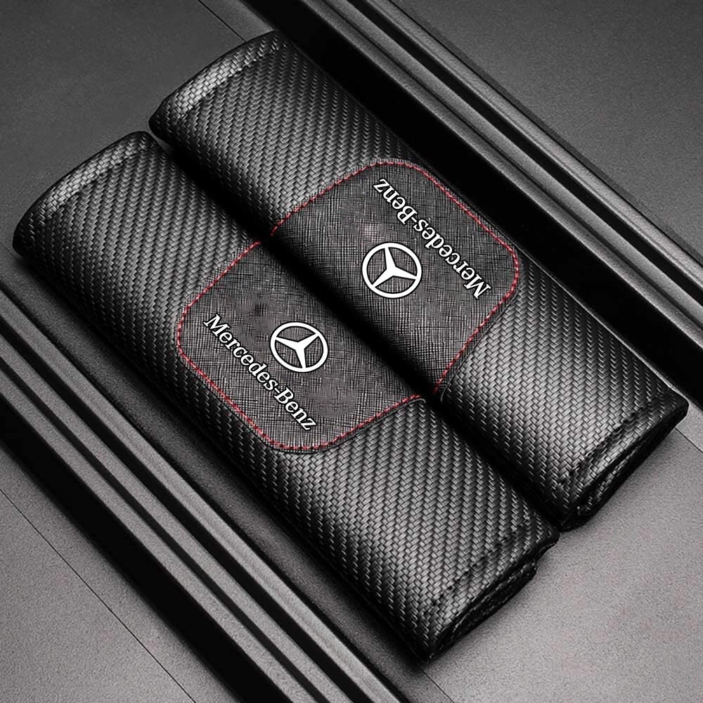 2pcs Capa de Cinto de Segurança de Fibra de Carbono para Carro, Almofada Protetora para Mercedes Benz AMG W204 W203 W212