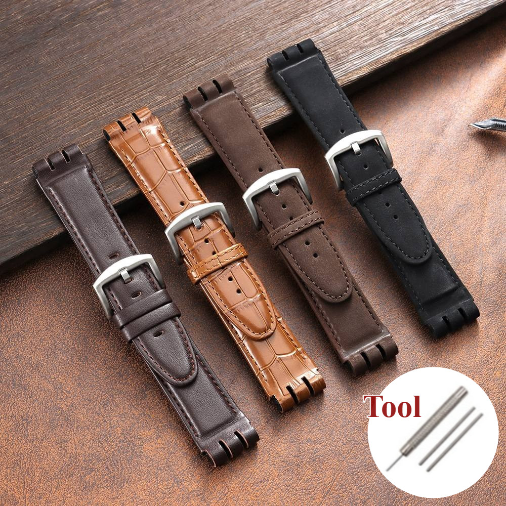 Pulseira De Relógio De Couro Genuíno Para Coleção Swatch Core YOS440 YOS449 YOS401 YOS447 23mm 26mm Homens E Mulheres