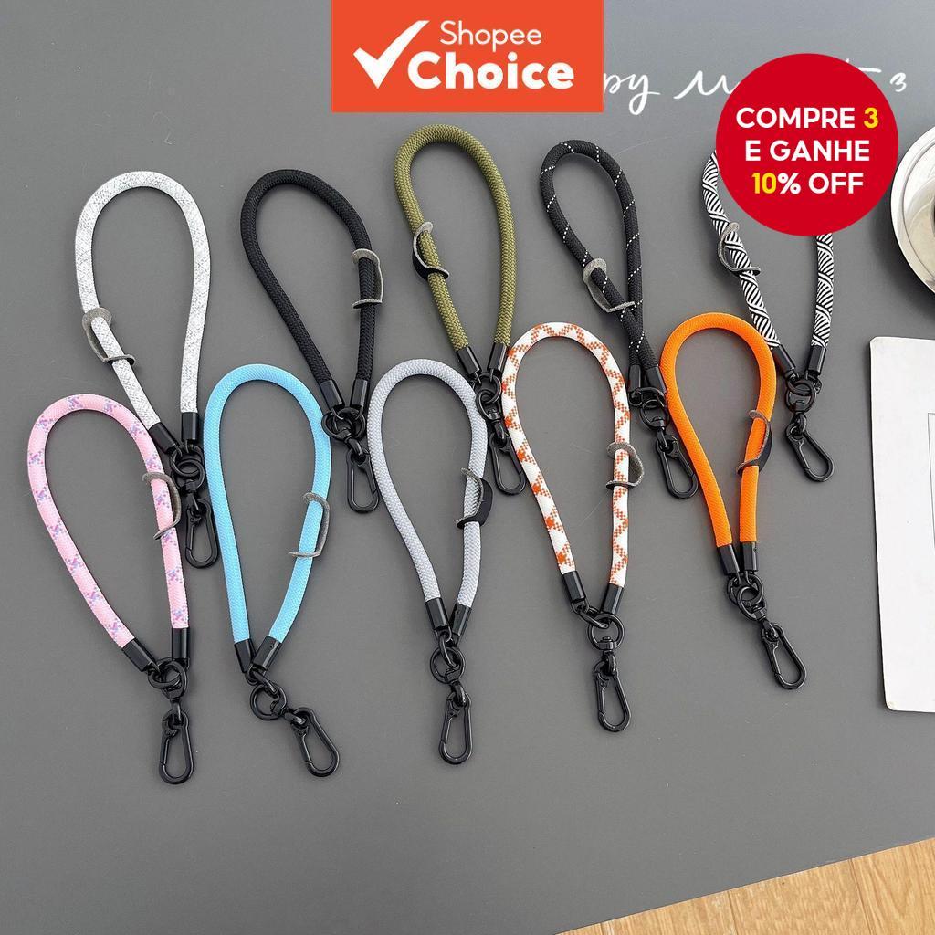 Cordão de telefone curto, capa universal para celular ao ar livre com cartão, cordão de pescoço com clipe para em Oferta na Shopee