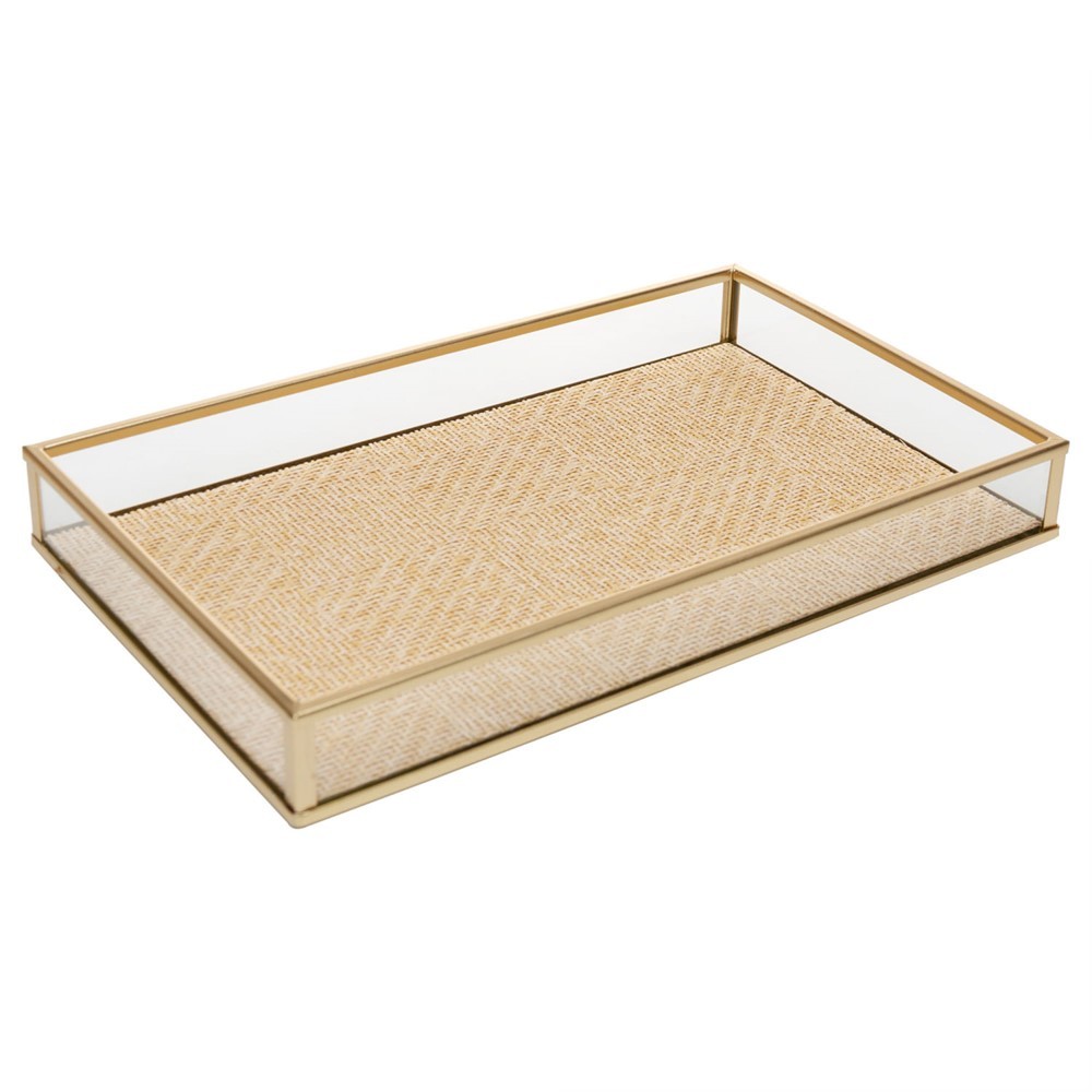 Bandeja Decorativa Metal Dourada Toscana para Lavabo Banheiro 30x20cm Wolff