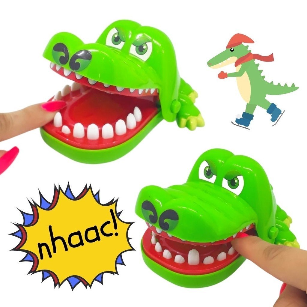Brinquedo Crocodilo Dentista Morde Dedo Verde Jacaré Jogo de Mesa Aperta o Dente Infantil em Oferta na Shopee