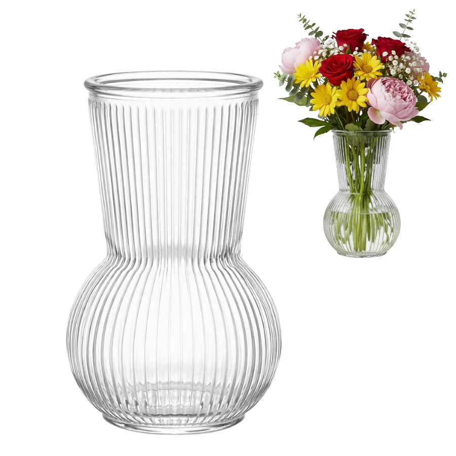 Vaso de Vidro Decorativo Flores Plantas Mesa 19cm - Hestia