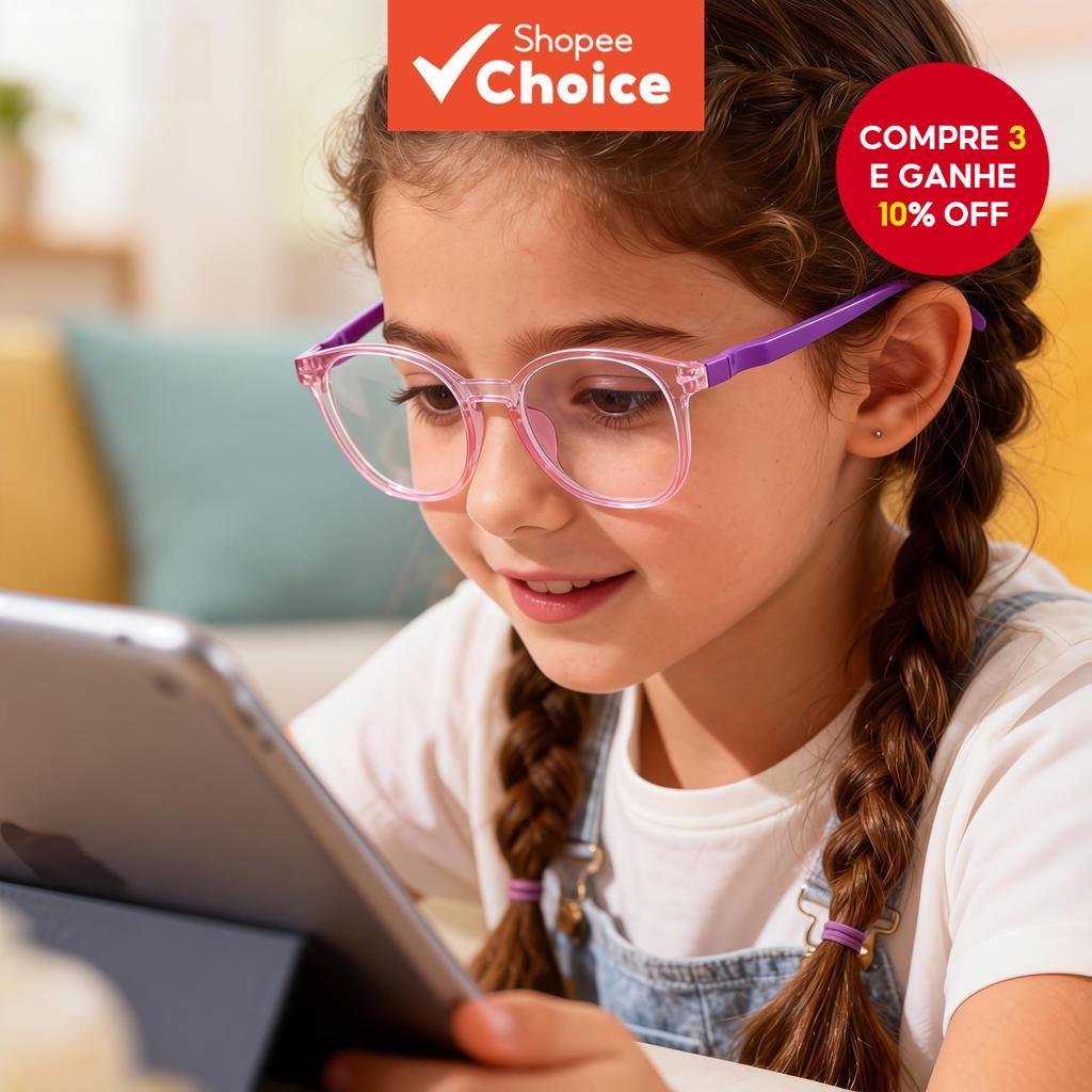 Crianças anti-Luz Azul Lente Plana Doce-Colorido Retro Quadros Unisex Proteção Para Os Olhos Óculos Radiação em Oferta na Shopee