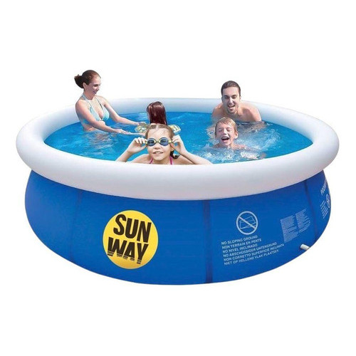 Piscina Inflável adulto criança Sun Way 1000L Redonda 1.68m PVC Azul super resistente verão quintal