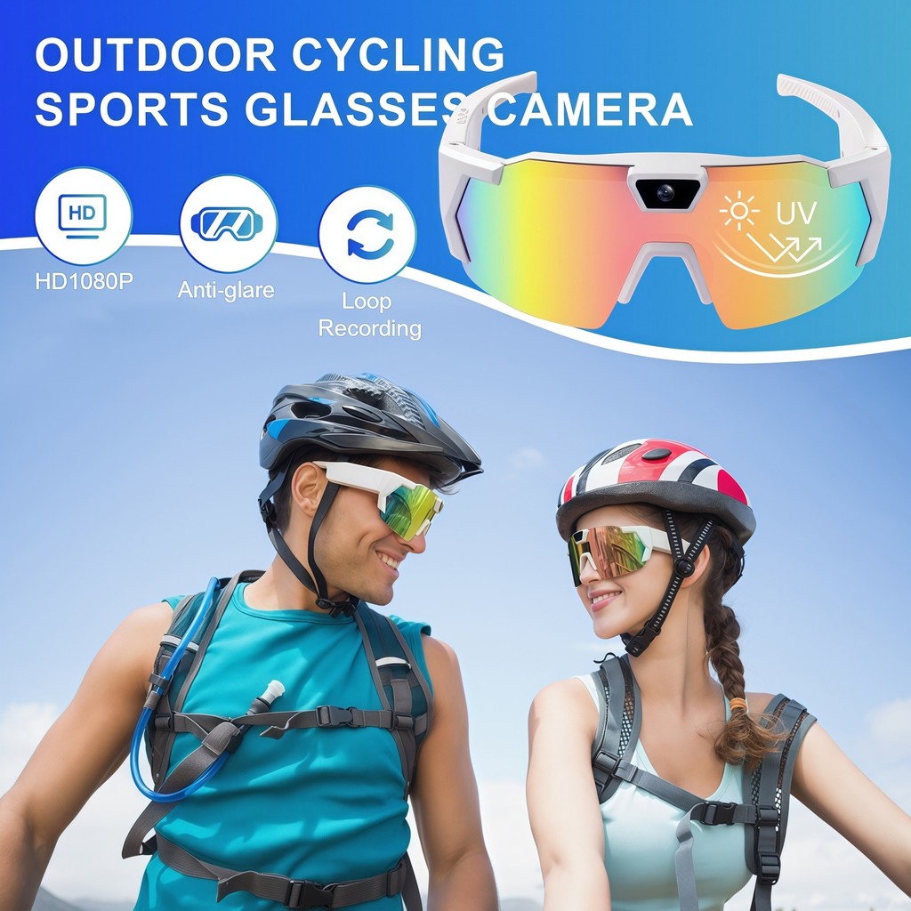[Com óculos de sol com câmera] Óculos de sol para ciclismo Câmera esportiva Óculos inteligentes Foto Vídeo Óculos de esq
