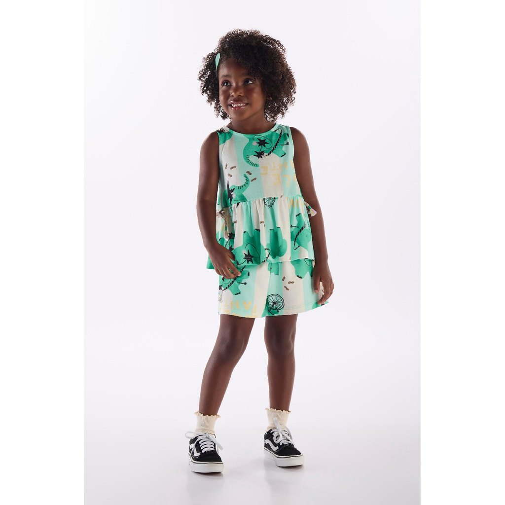 Conjunto Menina com Blusa e Short Três e Já