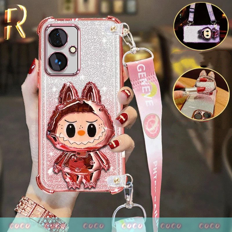 Capa Para Samsung Galaxy A07 A06 A05 A04 A04E Macia Celular De Silicone À Prova De Choque 3D LaBuBu Suporte Espelho De M
