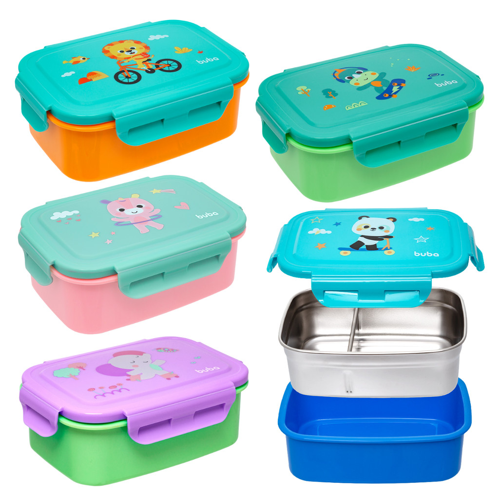 Bento Box Buba de Inox Com Trava e Divisórias Pote Marmita Buba volta as aulas