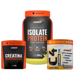 Whey Isolado + Pré-Treino Sem Cafeína + Creatina New Millen