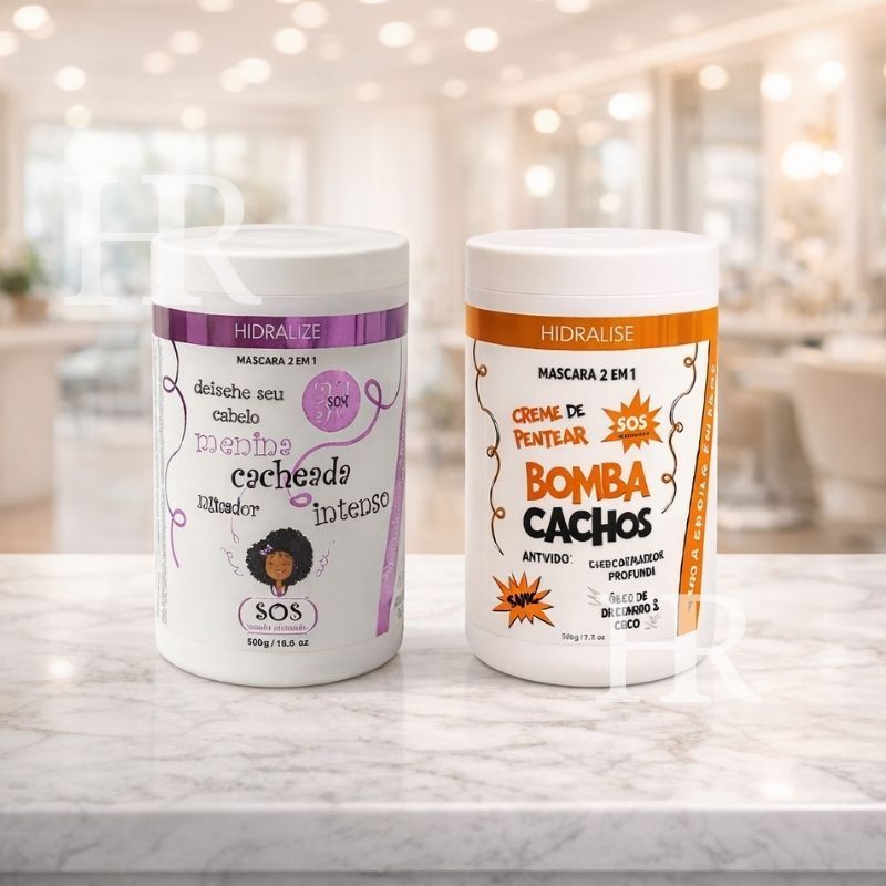 Kit Com 2 Cremes - 1 Bomba Cachos 1kg + 1 Menina Cacheada 1kg em Oferta na Shopee