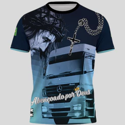 Camiseta Caminhoneiro Abençoado Por Deus Dry Fit Premium Camisa Caminhão Chofer Leve e Fresca