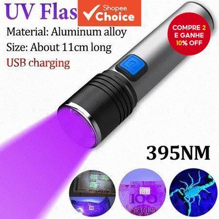 Lanterna LED 395nm UV Zoom De 3 Modos Recarregável À Prova D'água Localizador De Manchas P...