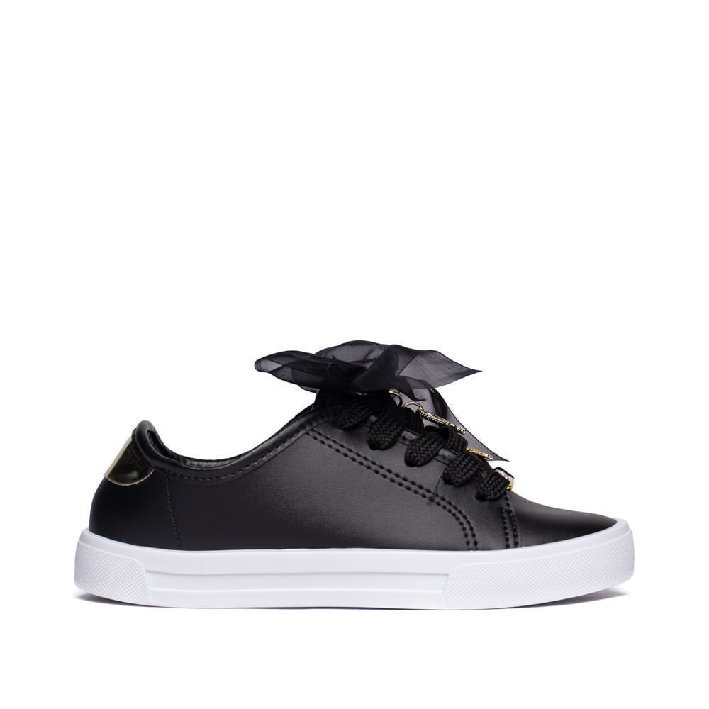 Tênis Infantil Molekinha com Laço de Tule Preto