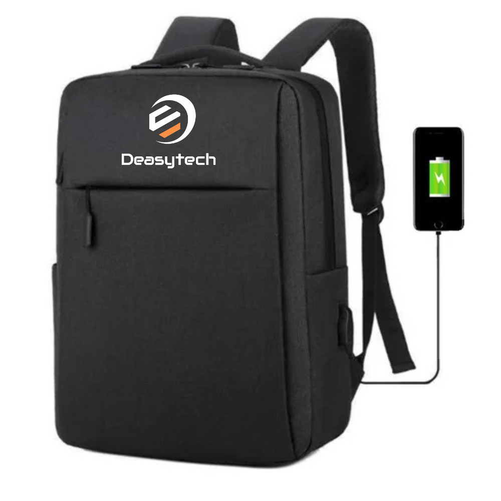 Mochila para Notebook Slim Impermeável com USB Externo e Alças Almofadadas Preta
