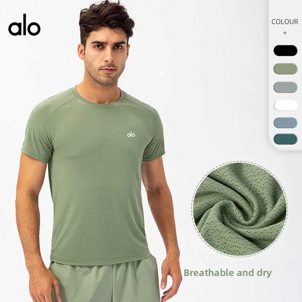 Alo solto correndo roupas de secagem rápida em torno do pescoço camiseta absorvente de suor respirável Fitness esportes em Oferta na Shopee