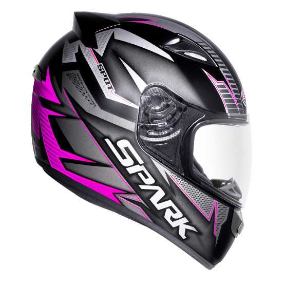 Capacete Moto Ebf New Spark Spot Preto Rosa Fosco Com Narigueira