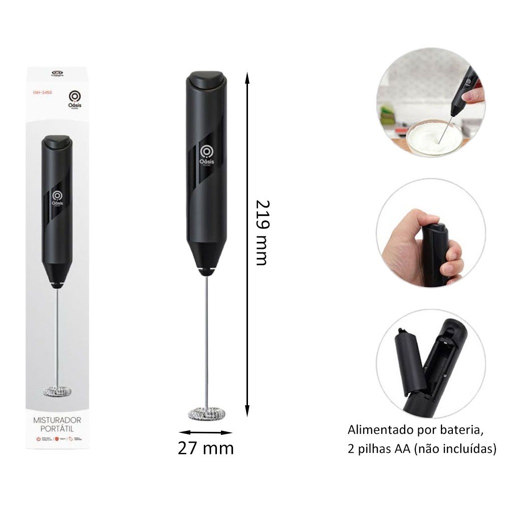 Mini Misturador Mixer Elétrico De Leite Portátil Preto 3v