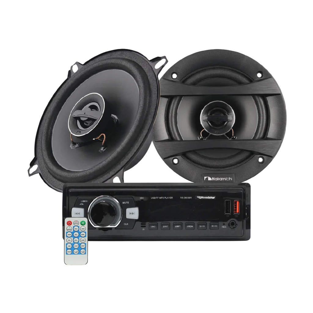 Kit Som Automotivo Rádio Bluetooth H-Tech HT-1022 + Alto-Falantes Nakamichi 4" NSF423