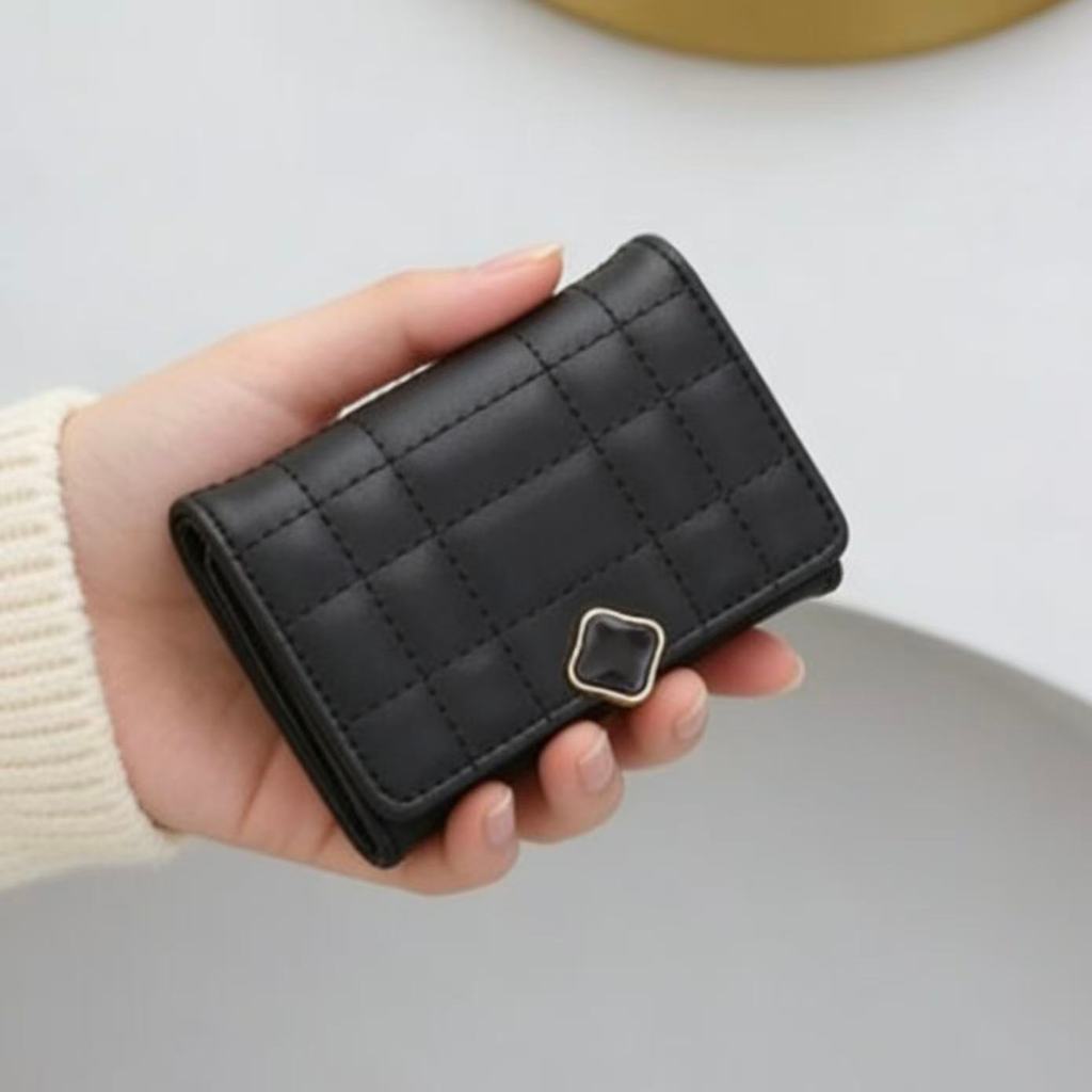 Carteira Curta Feminina Com Textura De Xadrez Cartões Com Vários Compartimentos E Moedas Dobrável Simples D464 LING em Oferta na Shopee
