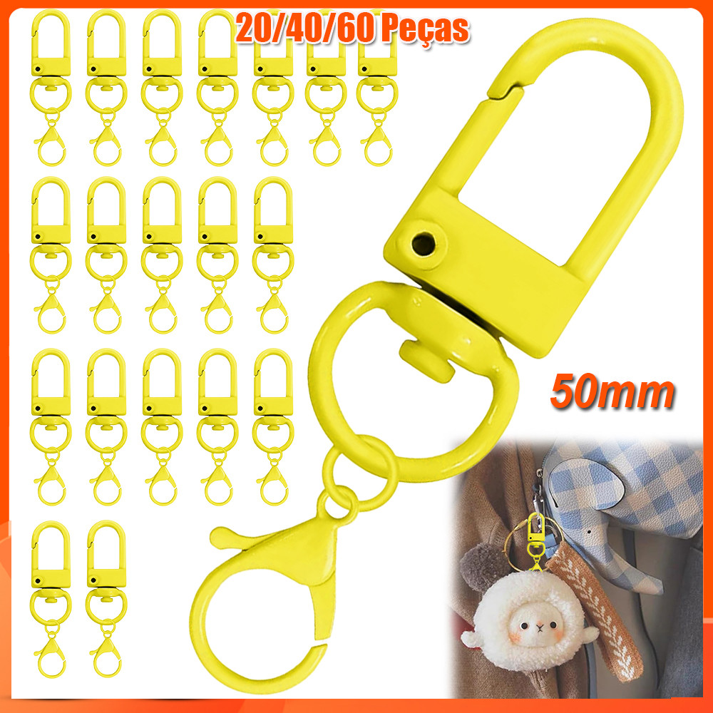 20/40/60pçs  Argola para chaveiro de ganchos de chaveiro de faça você mesmo chaveiro joias acessórios de fivela Amarelo