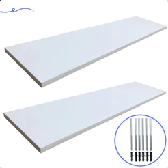 Kit 2 Prateleira Branca 80X20 + Suporte Flutuante Mdf Organizadora Decoração Cozinha Banheiro Sala