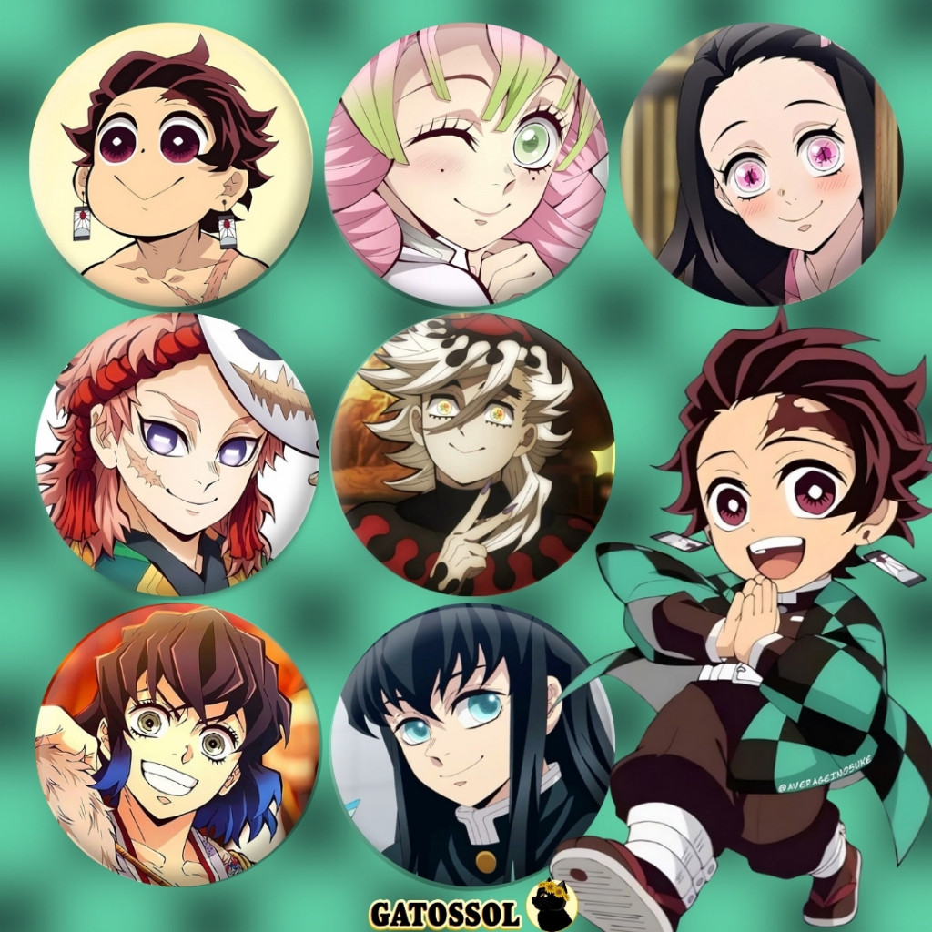 Demon Slayer Bottons 4,5 cm - Kimetsu - ANIME NERD Geek - Bottom/botton - Boton - Broche alfinete - Buton - Button - Pin em Oferta na Shopee