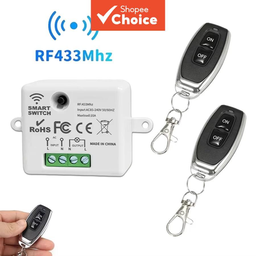 Interruptor de Controle Remoto Sem Fio RF 433MHz Mini Receptor de Relé AC110V 220V com Controle de Lâmpada Liga/Desliga em Oferta na Shopee