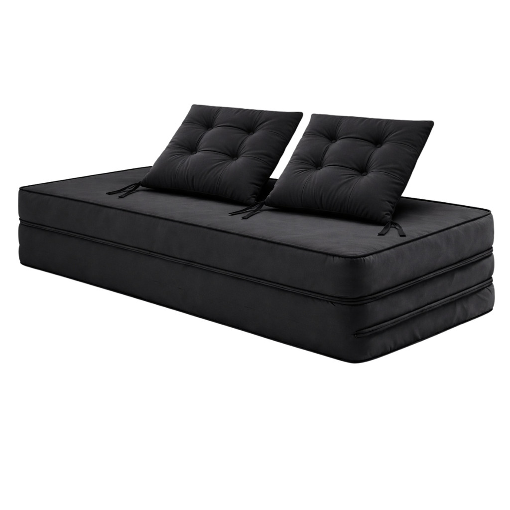 Colchonete Puff Casal + Par Almofadas Preta 40x40 Decorativo Sala em Oferta na Shopee