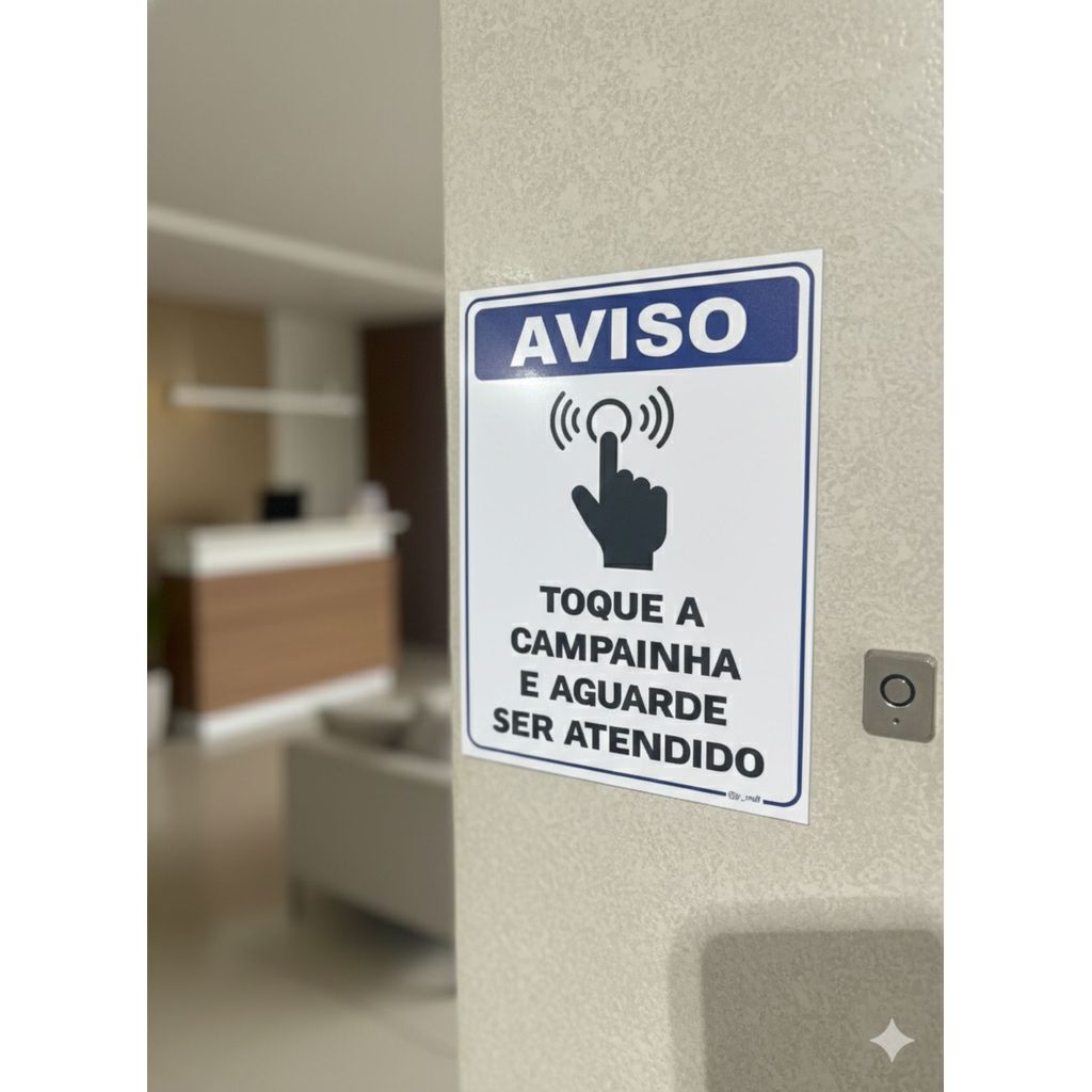Aviso Toque a Campainha e Aguarde - Placa Rígida Resistente em Oferta na Shopee