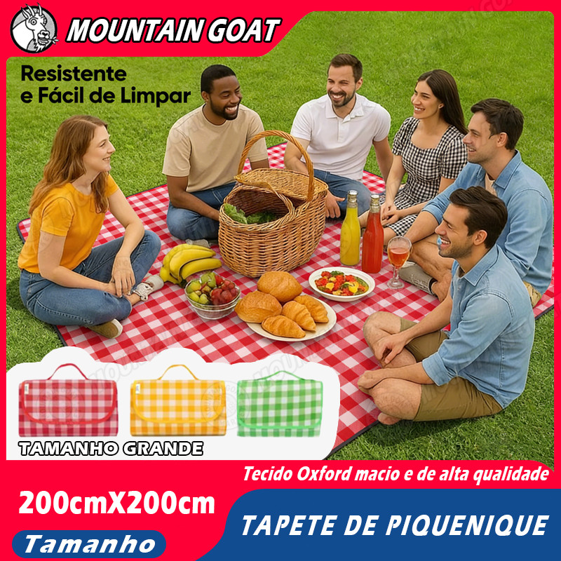 Tapete de Piquenique Impermeável Dobrável 2x2m Portátil Camping Praia Jardim Família